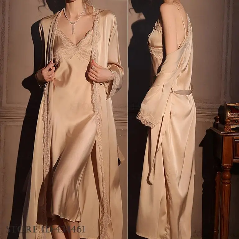 Female Long Robe 2PCS Set Eleg - огляд і ціна Robe Silk Women