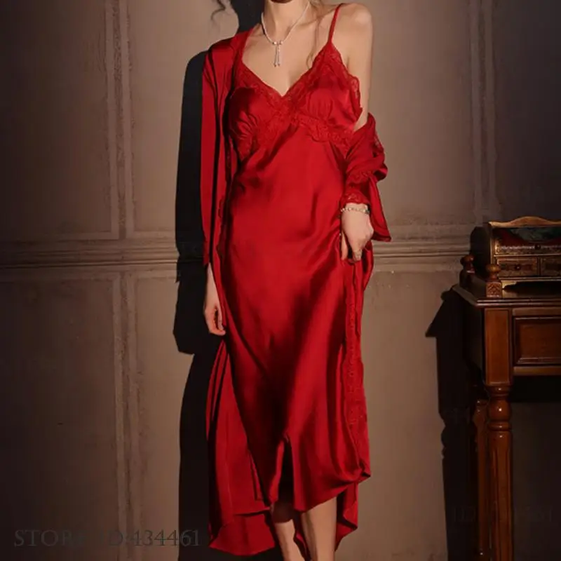 Female Long Robe 2PCS Set Eleg - огляд і ціна Robe Silk Women